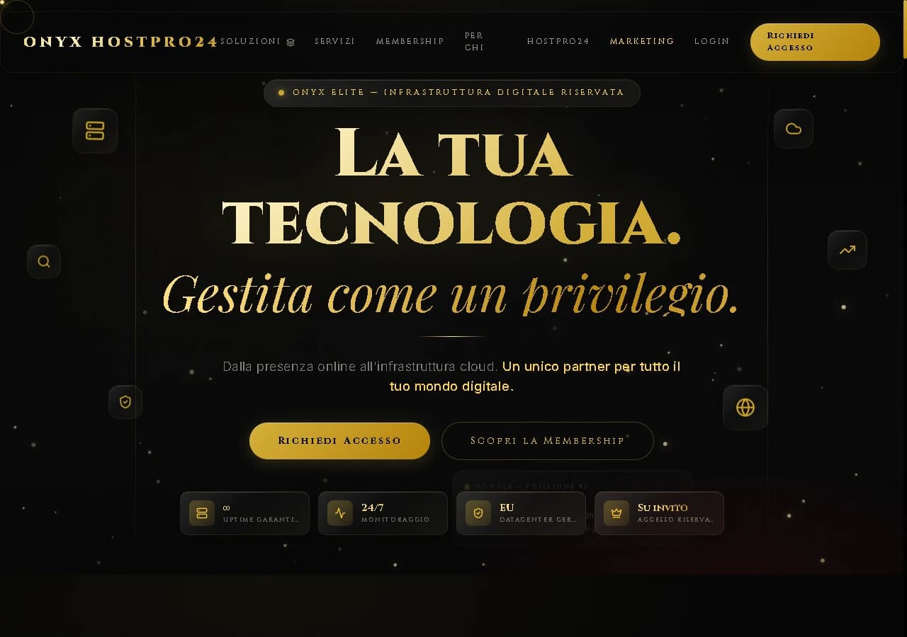 Pamje nga faqja publike e HostPro24 / ONYX ELITE.