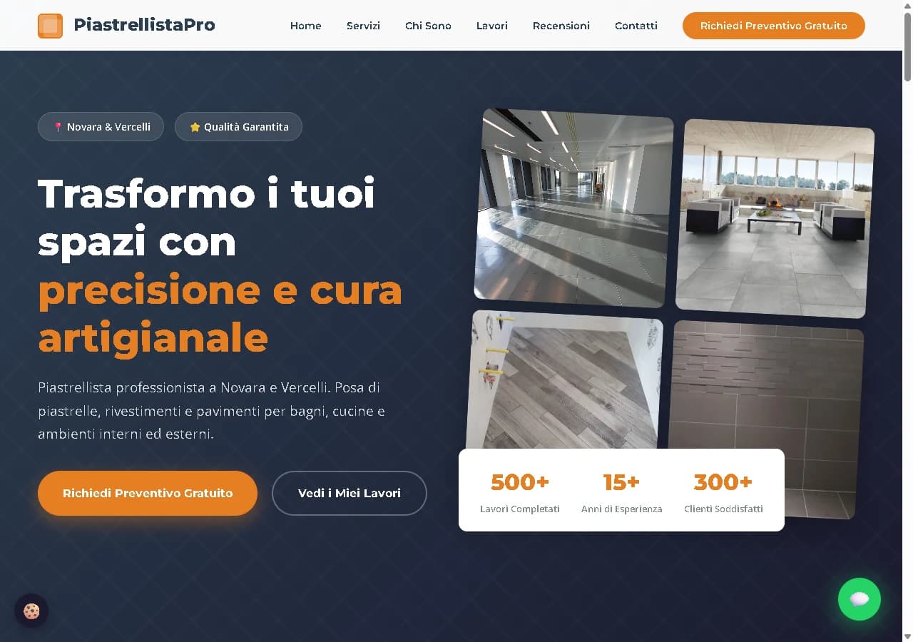 Pamje nga faqja publike e PiastrellistaPro.